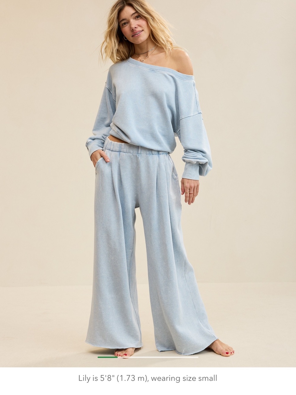 aerie Sky Blue Cropped Wide-Leg Pants